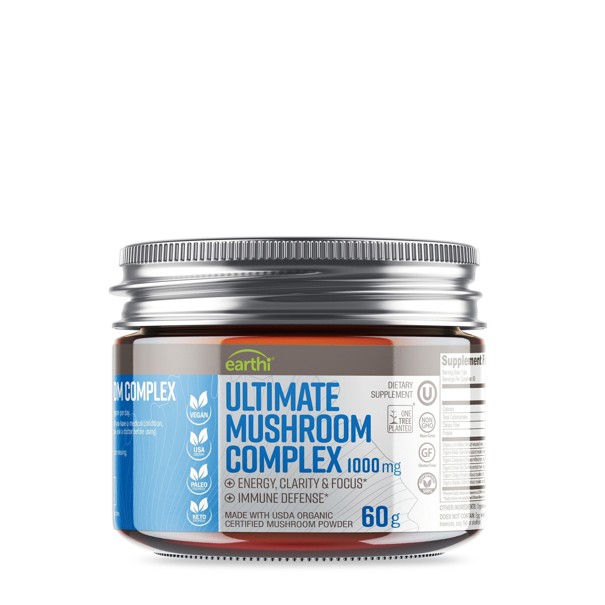 Pioneer Life Sciences Ultimate Mushroom Complex 1000Mg Vegan Beta Glucan - 60G (60 Servings)