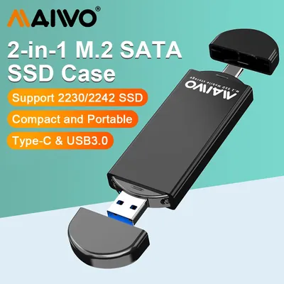 MAIWO M2 NGFF SSD Enclosure SSD Case 2-in-1 Type-C/USB3.0 Solid State Drive Case Laptop Mini