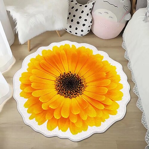 Flächenteppiche Blumenteppiche einfacher 3D-Teppich mit großer Blume waschbare Fußmatten Image