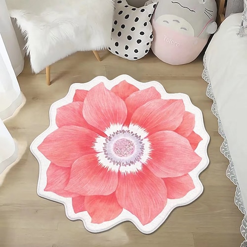 Flächenteppiche Blumenteppiche einfacher 3D-Teppich mit großer Blume waschbare Fußmatten Image