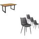 Skraut Home - Ensemble Meubles, Table manger, 170, Chêne et noir, industriel, Lot de 4 chaises de