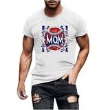 YLSDL Men s Baseball Mom Shirts Stylish Baseball Print Tees Raglan Short Sleeve Blouse Round Neck Tops Slim Fit Skinny Fitness Muscle T-shirts Leisure Trendy White XXL