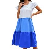 FBYBN Womens Tennis Dress Pull On Dress Pants for Women Sequin Dress for Women Midi Dresses for Women Formal Blue L