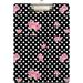 Bestwell Pink Waterlily Lotus Flower Polka Dot Clipboards for Kids Student Women Men Letter Size Plastic Low Profile Clip Silver Clip 9 x 12.5 in