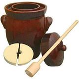 7L (1.9 Gal) K&K Keramik German Made Fermenting Crock Pot QYANG F2 Plus Beech Wood Tamper