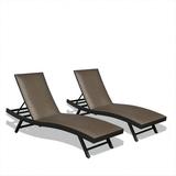 CoSoTower Outdoor PE Wicker Chaise Lounge - Set of 2 Patio Reclining Chair Furniture Set Beach Pool Adjustable Backrest Recliners Padded with Quick Dry Foam (Brown 2 Lounge Chairs)