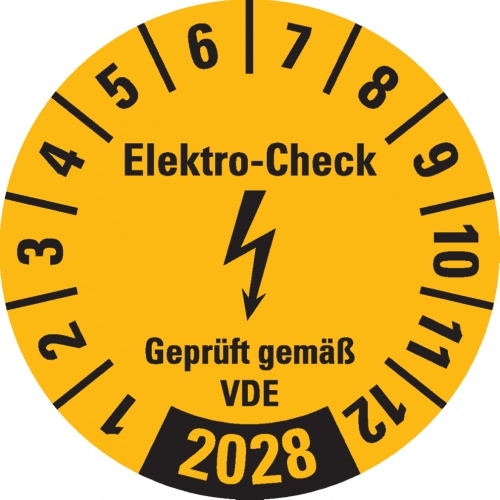 Dreifke® Prüfplakette Elektro-Check Geprüft..., 2028, gelb, Dokumentenfolie, Ø 30mm, 18 Stk. Image