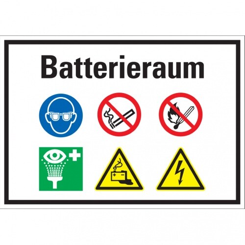 Dreifke® Hinweisschild Batterieraum, Kunststoff, 420x297mm Image