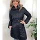 Black Shawl Collar Belted Down Coat Size 16
