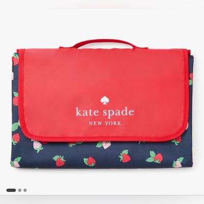 Kate Spade Holiday | Kate Spade Strawberry Toss Packable Picnic Blanket New In Package | Color: Blue/Red | Size: Os