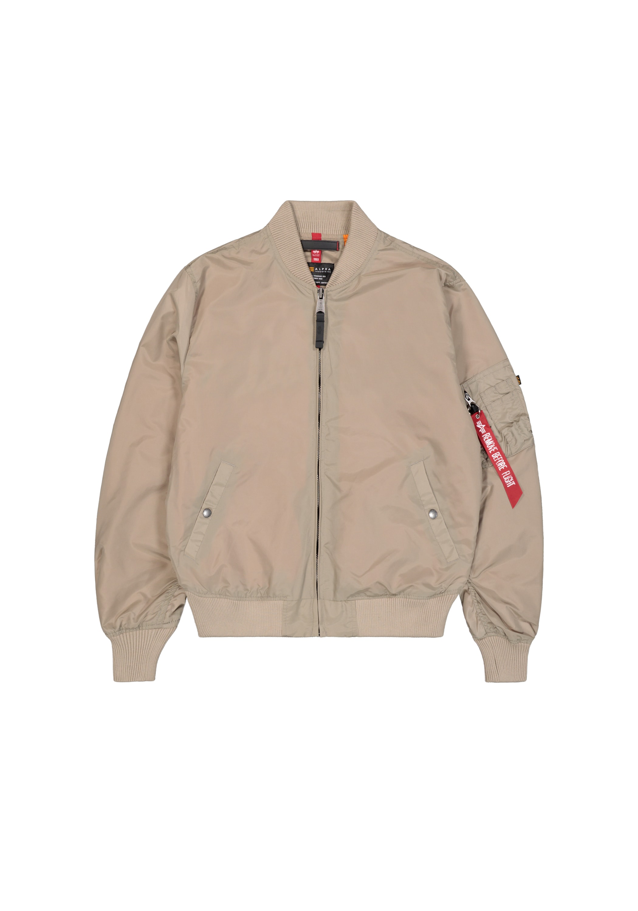 Bomberjacke ALPHA INDUSTRIES "MA-1 TT Light", Herren, Gr. XXL, beige (vintage sand), Obermaterial: 100% Nylon, Futter: 100% Nylon, Jacken Bomberjacke