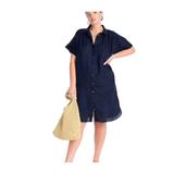J. Crew Dresses | J Crew Beachwear Linen Bld Shirtdress Swim Coverup Relaxed Fit Ss Button Front M | Color: Blue | Size: M