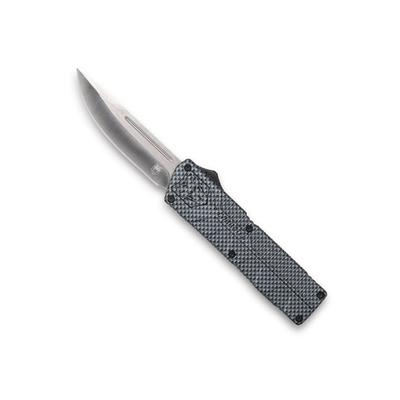 CobraTec Knives Lightweight OTF Folding Knive 3.25in D2 Steel Drop Non-Serrated Carbon Fiber CFCTLWDNS