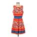 Plenty By Tracy Reese Casual Dress - A-Line Boatneck Sleeveless: Orange Print Dresses - Women's Size 4 Petite