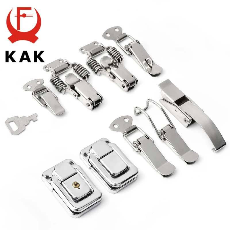 5pcs kak j107 Hardware-Schrank boxen feder belastete Verriegelung verriegelung Knebel haspel 46*21 Weich stahl haspel für Schiebetür einfaches Fenster Image