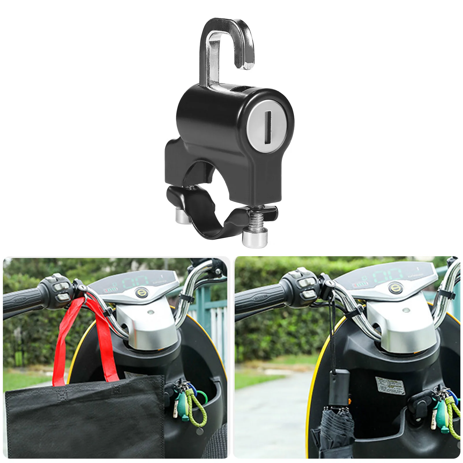 Manubrio universale per moto Lucchetto per gancio per casco Lucchetto per cavo per casco da bicicletta per moto di sicurezza antifurto in metallo durevole