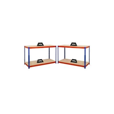Proregal Mega Deal | 2x Profi Werkbank STRONG BEAST | HxBxT 90x150x60cm | Fachlast 500kg | Blau-Orange Image