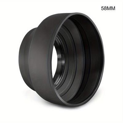 TEMU Collapsible Rubber Lens Hood 49/52/55/58/62/67/72/77mm For Dslr Camera Lens With Filter Thread