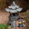 Solarbetriebene Pagoden-Laternen-Statuen, Pagoden-Licht-Gartenornamente im japanischen Stil,