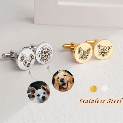 Custom Cuff Links Pet Portrait Personalized Photo Cufflinks Valentines Day Gift For Him Memorial