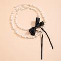 Perlenkette Künstliche Perle Damen Elegant Süß Glasperlen Schleife Niedlich Unregelmässig Modische Halsketten Für Hochzeit Party Abiball