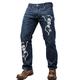 Jeans für Herren mit Totenkopf-Print, mittlere Taille, Skinny Fit, dehnbare Slim-Fit-Jeans, konisches Bein, modische Jeanshose