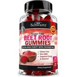 Sugar Free Beet Root Gummies - Nitric Oxide Beet Chews Infused with Coconut Oil for Highest Absorption - Supports Energy & Whole Body Health - Delicious Strawberry Flavor - 60 Count (30 Day Supply)