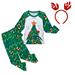 Christmas Outfit For Kids Long Sleeve Cartoon Prints Crewneck Tops Pants Hairband 3PCS Outfits Boys Girls Homewear Pajamas Clothes Set
