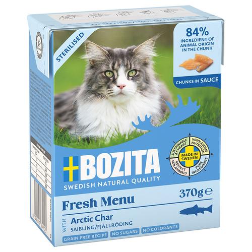 Sparpaket: 24x370g Bozita Tetra Häppchen in Soße Sterilised mit Saibling Katzenfutter nass