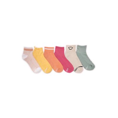 Women's Women'S 6 Pack Dream Step Mini Crew Socks by MUK LUKS in Pink Sunrise (Size ONESZ)
