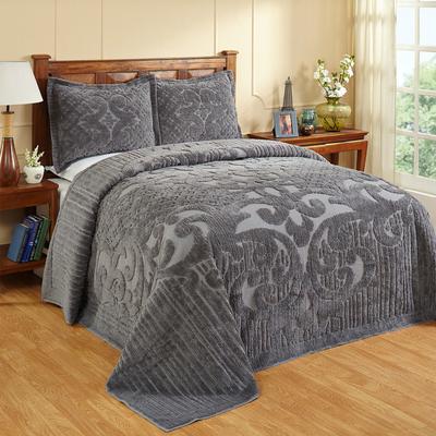 Ashton Collection 100% Cotton Medallion Bedspread Set by Better Trends in Gray (Size KING)