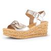 Keilsandalette GABOR, Damen, Gr. 37, gold (goldfarben), Glattleder, metallic, modisch, Schuhe, Sommerschuh, Sandale, Keilabsatz, mit Gabor Best Fitting-Ausstattung