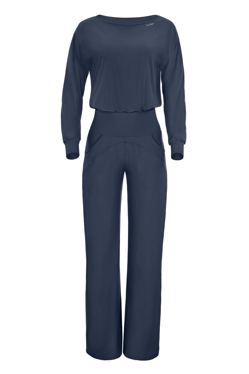 Jumpsuit WINSHAPE "JS101LSC", Damen, Gr. XL, Normalgrößen, grau (anthrazit), 85% Polyester, 15% Elasthan, Rundhals, Overalls Jumpsuit, Functional Comfort