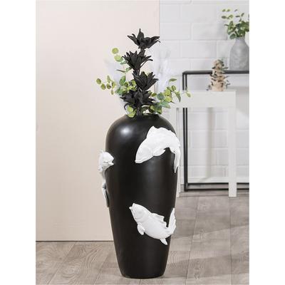 Bodenvase CASABLANCA BY GILDE "Vase "Koi", schwarz, B:35cm H:73cm T:35cm, Vasen