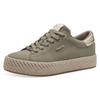 Plateausneaker TAMARIS, Damen, Gr. 37, grün (oliv), Lederimitat, kontrastfarbene Details, sportlich, Schuhe, Freizeitschuh, Halbschuh, Schnürschuh mit Textilkordel am Plateau, Topseller