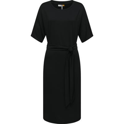 Shirtkleid RAGWEAR "Pallerma", Damen, Gr. M (38), Normalgrößen, schwarz, Material: 70% Modal, 30% Polyester, Basic, figurbetont knielang, Rundhals, Kurzarm Ärmel ohne Ärmelschlitz normaler Saum, Kleider, stylisches Sommerkleid mit Bindeband an der... Image