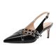 Eldof Women Slingback Heels Buckle Strap Pointed Toe Slip On Kitten Heel Pumps Shoes Dressy Studded Eyelet 2.5 Inches, Black, 6.5 UK