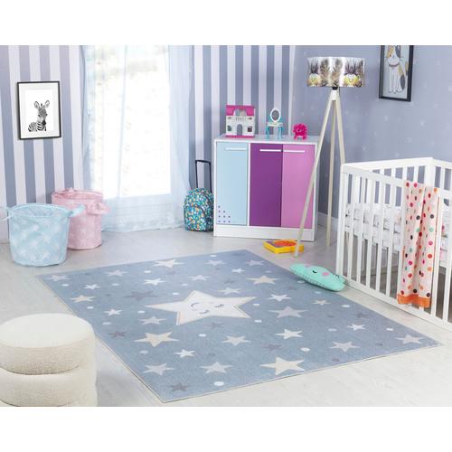 Kinderteppich SURYA ""BEED"" Teppiche Gr. B: 160cm, 6mm, L: 213cm, blau (himmelblau) Kinder Kids, Sterne