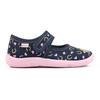 Hausschuh RICHTER, Kinder, Gr. 27, bunt (dunkelblau, rosa, pferdemotiv), Baumwolle, kontrastfarbene Details, klassisch, Schuhe, Klettschuh, Kindergarten Schuh mit süßem Print