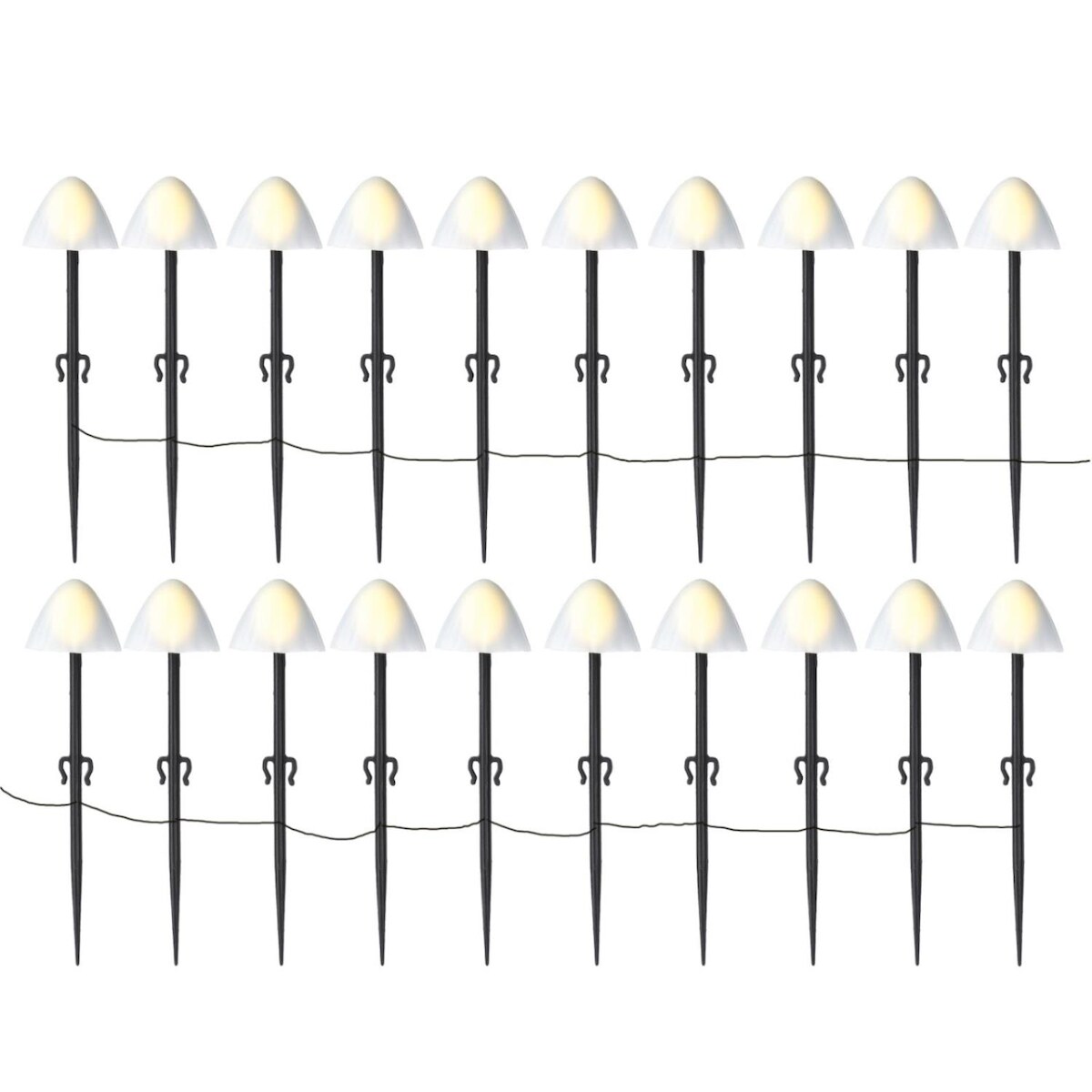 MARELIDA LED Licherkette Mini Pilze 20 Gartenstecker 8 Funkt. Timer weiß L: 3,8m Image
