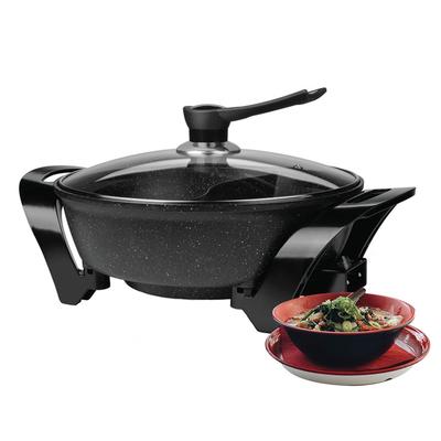 Brentwood Electric Non-Stick 6Qt Shabu Shabu Pot with Divider in Black