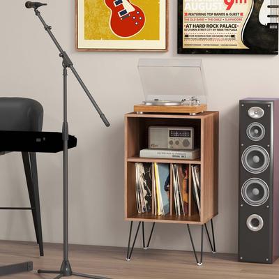 Costway 3-Tier Record Player Stand with Charging Station Shelf & 4 - See Details