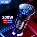 Caricabatteria da auto da 200 W Doppie porte USB Ricarica super veloce con display digitale Adattatore di ricarica rapida per IPhone Samsung Xiaomi Huawei