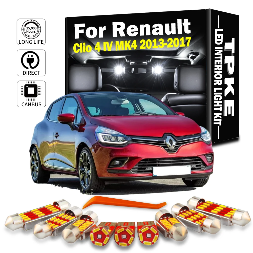 TPKE 8 Pz Kit Luce Interni A LED Per Renault Clio 4 IV MK4 2013 2014 2015 2016 2017 Veicolo Mappa Interna Cupola Lampade A Led Canbus