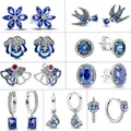 Boucles d'oreilles fleur de pensée bleue en argent 2024 pour femmes bijoux fins boucles d'oreilles