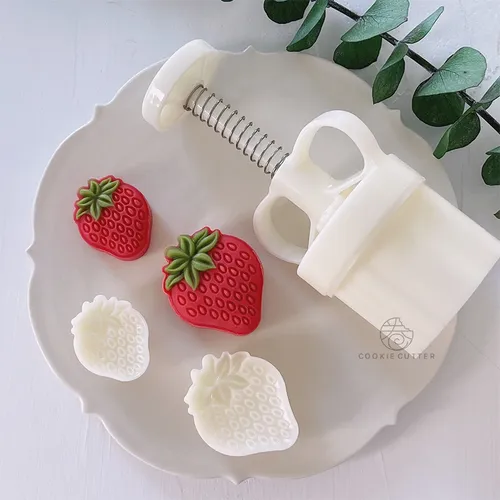 25g 50g Mini Mooncake Form Erdbeer muster Fruchtform Keks Gebäck Stempel kreative Reiskuchen hand