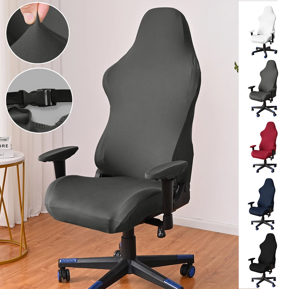 Solide Gaming Stuhl Abdeckung Elastische Drehbare Schreibtisch Stühle Abdeckung Stretch Computer Büro Stuhl Abdeckung Sessel Protector Sitzbezüge Image