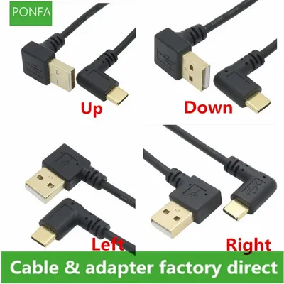 USB 2.0 A Stecker 90 Grad Up Down Links Rechts abgewinkelt Ellenbogen zu USB 3.1 Typ C Ellenbogen