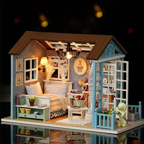 Handgemachte 3d Puzzle Puppenhaus Gebäude Montage haus DIY Mini Puppenhaus Spielzeug Möbel Spielzeug