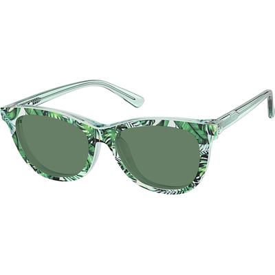 Zenni Girls Cat-Eye Prescription Glasses W/ Snap-On Sunlens Green Plastic Full Rim Frame
